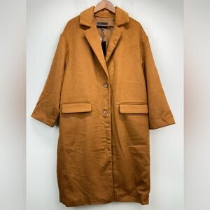 Hunter & Brown size Medium Women’s Tan Brown Button Up Long Trench Coat NWT